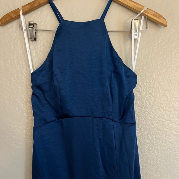 NWOT Born to Captivate Blue Satin Backless Maxi Dress - Picture 4 of 7
